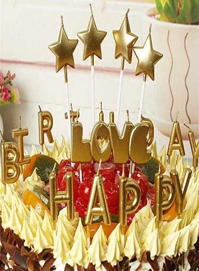 LUDALY 4Pcs Decorative Happy Birthday Candle Star Sticks Design Cake Topper Creative Birthday Cake Candle, (Golden) - Image 2